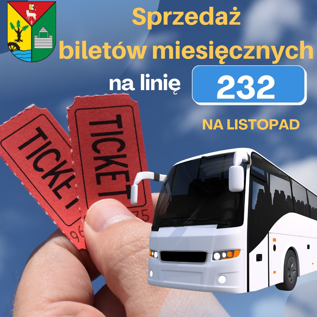 Sprzedaż biletów miesięcznych na linię 232 na listopad.