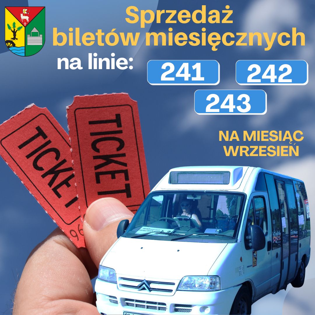 Sprzedaż biletów miesięcznych na linie 241, 242, 243 na wrzesień.